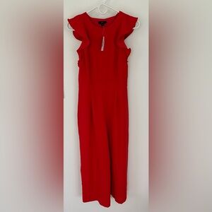 J. Crew - Sleeveless wide-leg (cropped) jumpsuit, red, size 4